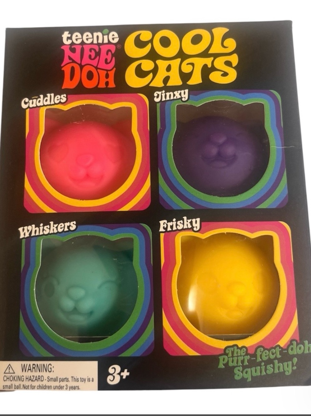 teenie Cool Cats Squishy Sensory Toy Set - Pink, Purple, Teal, Yellow